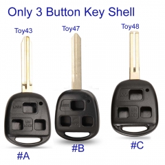 FS190176 3 Button Car Key Case Shell for T-oyota Corolla Land Cruiser YARIS CAMRY RAV4 with Toy43 Toy47 Toy48 Blade