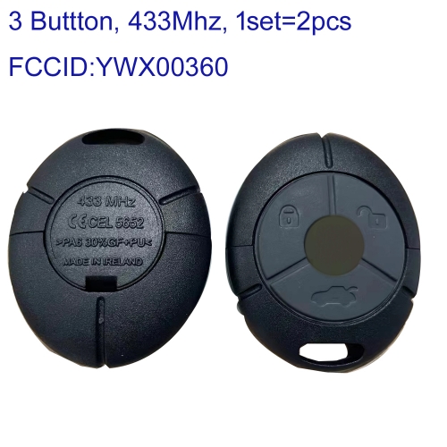MK390002 OEM 1set/2pcs 433mhz 3 Button Remote Key for MG  Zs, ZR, Tf Mgzs Mgtf Mgzr Auto Key Fob YWX000360A