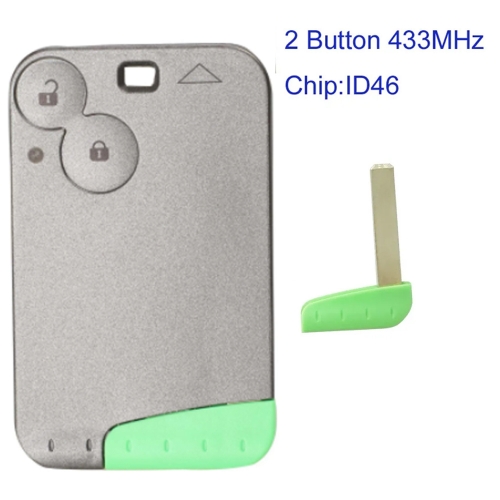 MK230023 2 Button 433MHz Smart Card Remote Key for R-enault Laguna Espace Car Key Fob With ID46 Chip
