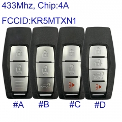 MK350061 2/3/4 Button Key Fob Smart Remote Control 433MHz Smart Key for M-itsubishi Outlander 2021 2022 2023 KR5MTXN1 S180145300  with 4A Chip