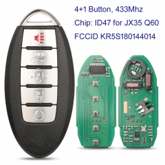 MK220045 4+1 Button 433MHz Smart Key for Infiniti X35 Q60 Promixity Keyless Card KR5S180144014 S180144320 285E3-9NF5A With 4A Chip