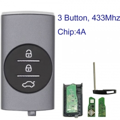 MK080025 3 Button Smart Remote Key 434Mhz 4A Chip for Chery EXEED  Auto Remote Key Fob Keyless Go With Green PCB Silver Shell