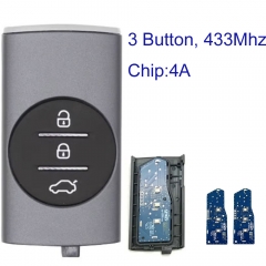 MK080026 3 Button Smart Remote Key 434Mhz 4A Chip for Chery EXEED  Auto Remote Key Fob Keyless Go With Blue PCB Silver Shell