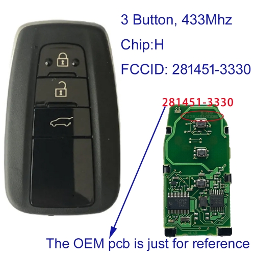 MK190536 3 Button 433MHz Smart Key for T-oyota Land Cruiser Prado 2018-2021 Keyless Go Proximity Key 281451-3330 89904-60L60