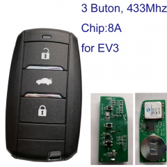 MK770001 3 Button 433MHz Smart Card Remote Key for Jiangling EV3 EV4 Electic car with 8A Chip Car Key Fob With 8A Chip
