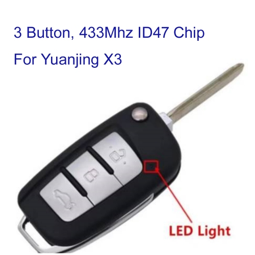 MK080032 3 button Flip Key for Geely Yuanjing X3 with LED light year 2019 and 2020