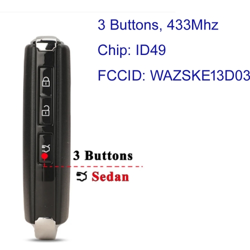 MK540104 3 Button 433MHZ Smart Key for Mazda  2019-2022 CX-5 CX-9 With ID49 Chip FCCID: WAZSKE13D03 GDYL-67-5DY