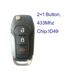 MK160204 434mhz 2+1 Button Flip Key for Ford F250-550 2023 Keyless Go Key Fob N5F-A08TBLP with HU101 Blade