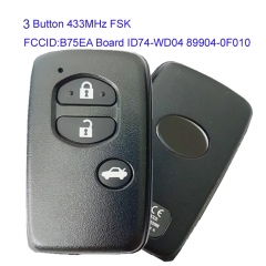 MK190172 3 Button 433MHz FSK Smart Key for T-oyota Corolla Auto Car B75EA Board ID74-WD04 89904-0F010 Keyless Go