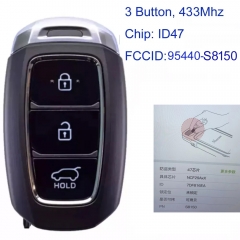MK140389 3 Button 433MHz Smart Key for H-yundai FCCID 95440-S8150 Palisade 2022 Keyless Go Auto Car Key Fob