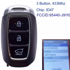 MK130287 3 Button 433MHz Smart Key for H-yundai FCCID 95440-J9110 Kona 2019 Keyless Go Auto Car Key Fob