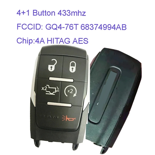 MK310043 Original 4+1 Button 433MHZ Smart Key for DODGE 2019-2020 PN 68374994AB GQ4-76T Keyless Go Entry Key Fob