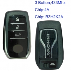 MK190512 OEM 3 Button 433 MHZ Smart Key for T-oyota Innova 2023 B3H2K2A  Keyless Go Auto Car Key With 4A Chip