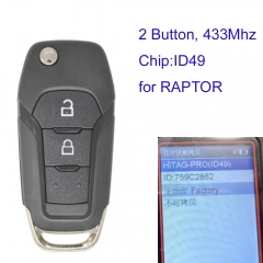 MK160193 2 Button 434Mhz  Flip Key Remote Control for Ford RAPTOR Auto Keys Fob With ID49 Chip