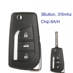 MK190577 3Button 315MHZ ASK Flip Key Remote Key Control for T-oyota Rav4 Camry Corolla Car Key Fob With 8A/H Chip