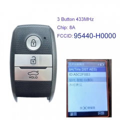 MK130327 3 Button 433MHz Smart Key Remote Control for K-IA Rio 2017-2020 Keyless Go 95440-H0000 with 8A Chip Auto Car Key Fob
