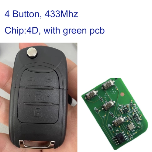 MK280168 4Button 433MHz Flip Remote Key for Chevrolet Captiva Car Key Fob with 4D Chip Yellow PCB