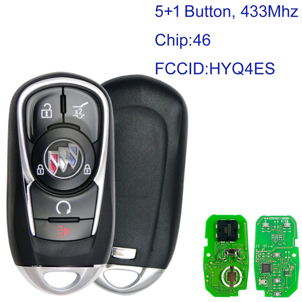 MK270066 OEM 5+1 Button Smart Key with id46 Chip 433MHZ For Buick 2021-2023 Encore Auto Car Key Keyless Go HYQ4ES