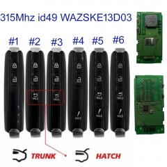 MK540107 3 315MHZ Smart Key for Mazda  2019-2022 CX-5 CX-9 With ID49 Chip FCCID: WAZSKE13D03 GDYL-67-5DY