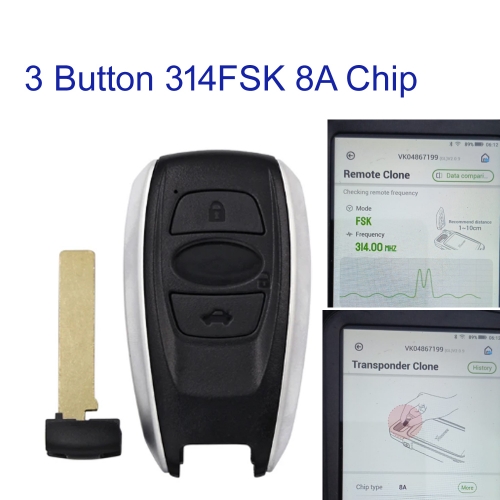 MK450046 3 Button 314MhzFSK  Smart Key Remote Control for Subaru Auto Car Key Fob 8A Chip