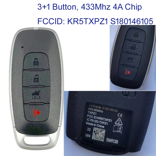 MK210200 3+1 Button 433MHz Smart Key for N-issan Pathfinder Ariya 2022-2023 Auto Key Fob KR5TXPZ1 S180146105 With 4A Chip