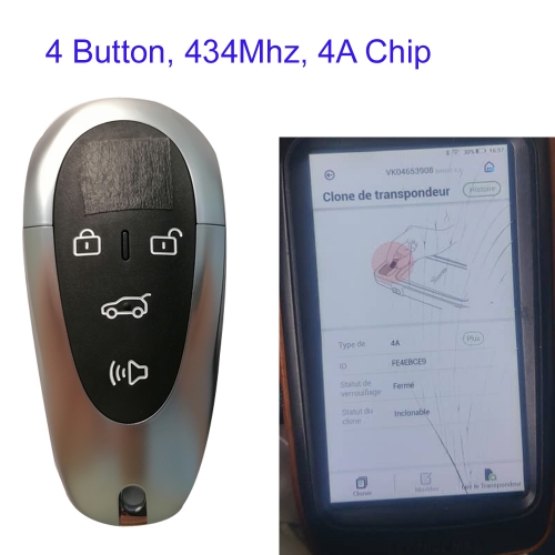 MK390017 3 Button 434Mhz Proximity Smart Key for MG RX9 With 4A Chip Keyless Go Key Fob