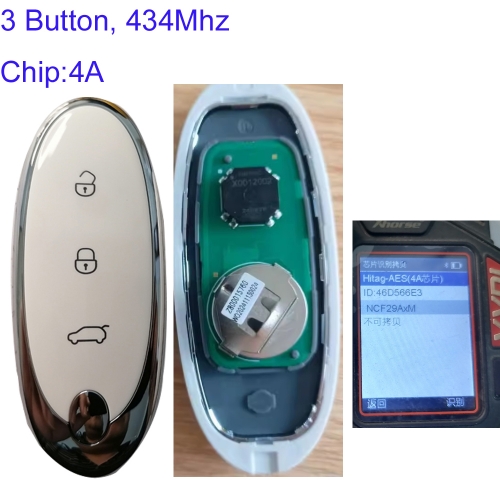 MK691018 3 Button 433Mhz Smart Key for Dongfeng Nammi 01 EV Dongfeng Nano Box Nammi S31 Nammi EX1 Car Remote Key With ID4A Chip