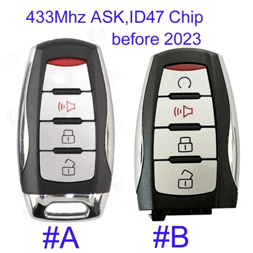 MK030013 3/4 Button 433mhz ASK Smart Key for Great Wall GWM GWM Pao With ID47 Chip Remote Auto Car Key Fob Before 2023