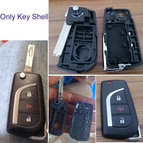 FS190236 2+1 Button Remote Key Control Fob Shell Cover for T-oyota  Auto Car Key Shell Housing Replacement