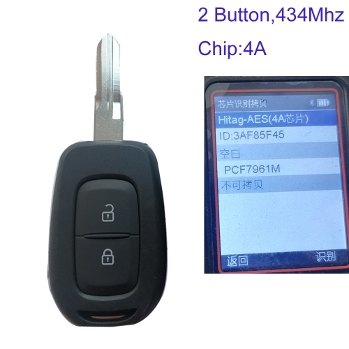 MK230112 2 Button 433MHz Head Key for R-enault Dacia Car Key Fob With 4A PCF7961M Chip