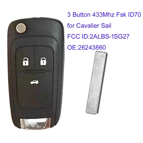 MK280191 3Button Remote Flip Key For Chevrolet Cavalier Sail 2018 2019 2020 2021 FCC ID:2ALBS-1SG27 OE:26243860 with 4D60 Chip