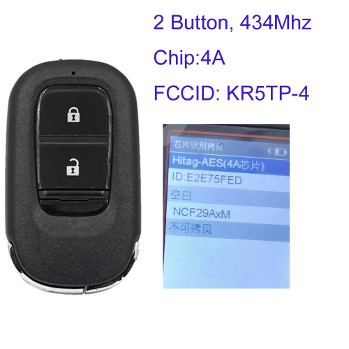 MK180374 433.92MHz Smart Remote Control For Honda Civic CR-V HR-V Accord Pilot 2022 2023 Car Key Fob With 4A Chip FCC ID: KR5TP-4