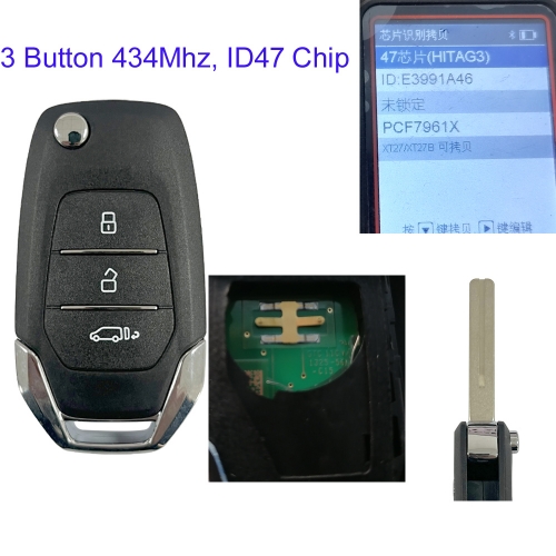 MK680013 OEM 3Button 434MHZ Flip Key for SAIC MAXUS Delivery 9 Folding Remote Key with ID47 Chip