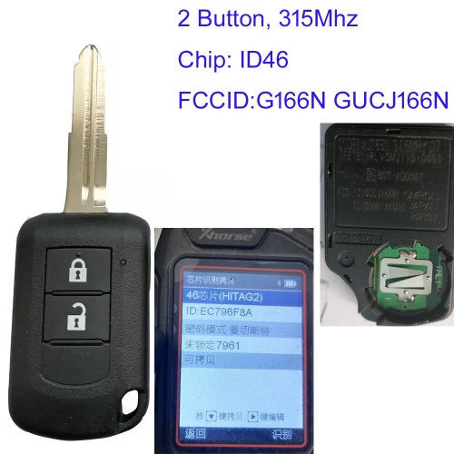 MK350090 2 Buttons 315MHz Head Remote Key for M-itsubishi Mirage Outlander ASX 2016 2017 2018 2019 G166N GUCJ166N Key PCF7961 Chip MIT11R
