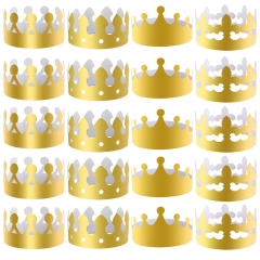 UNICORN ELEMENT 28 Pieces Gold Paper Crowns Party King Crown Paper Hats for Party and Celebration