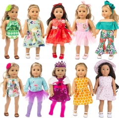 UNICORN ELEMENT 24 Pcs Girl Doll Clothes Dress for American 18 Inch Doll Clothes and Accessories - Including 10 Complete Set of Clothing Outfits with 