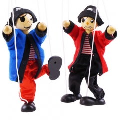 UNICORN ELEMENT 2 Packs Clown Pirate Hand Marionette Puppet Children's Wooden Marionette Toys Colorful Marionette Puppet Doll Parent-Child Interactive