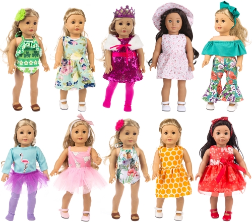 ZITA ELEMENT 24 Pcs American 18 Inch Girl Doll Clothes Dress and Accessories