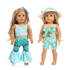 ZITA ELEMENT 2 Sets American Doll Hawaiian Beach Clothes and Hair Accessories for 18 Inch Girl Doll Swimsuit Outfits