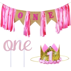 ZITA ELEMENT 1st Birthday Boy Decorations - Pink Color