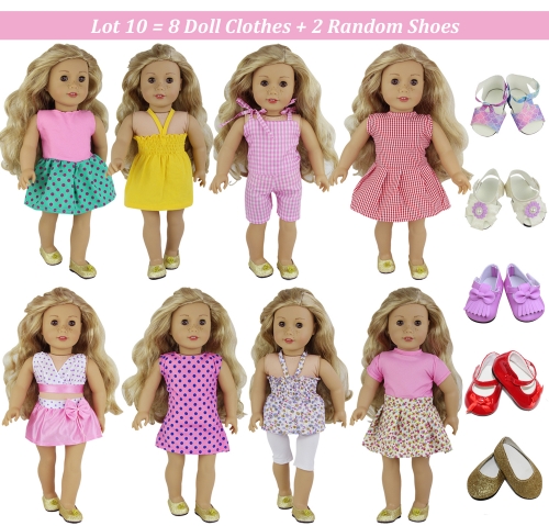 ZITA ELEMENT Fashion 8 Sets Clothes Dress and 2 Shoes for American 18 Inch Girl Doll Outfits