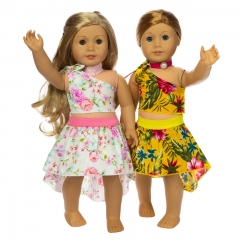 ZITA ELEMENT 2 Sets Fashion 18 Inch Doll Clothes Hawaiian Dress for American 18 Inch Girl Doll Clothes and Other 18 Doll Clothes Beach Dress Outfits