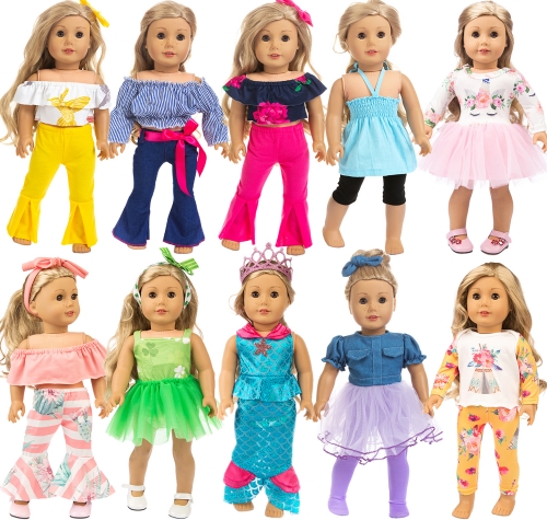 ZITA ELEMENT 24 Pcs American 18 Inch Girl Doll Clothes & Generation Life Matching Outfits