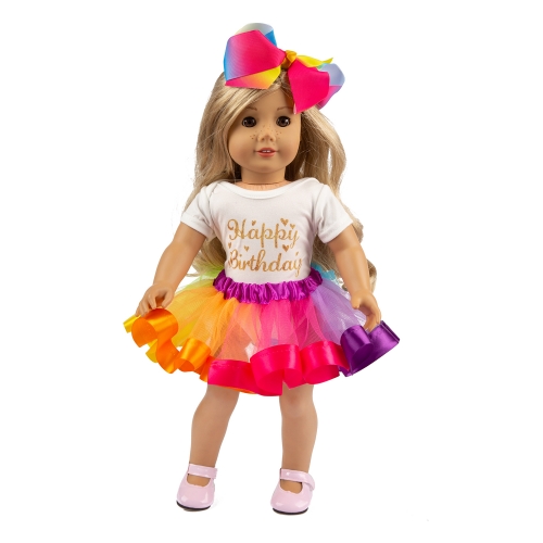 ZITA ELEMENT American 18 Inch Jojo Girl Doll Clothes and Accessories, Birthday Party Dress for 16 Inch Baby