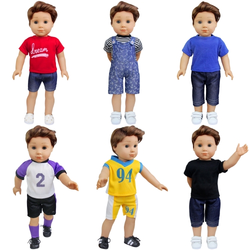 ZITA ELEMENT Boy Doll Clothes - 6 Sets Daily Casual Clothes Outfits for American 18 inch Girl & Boy Dolls Xmas Gift