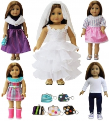 ZITA ELEMENT 5 Sets American 18 Inch Girl Doll Clothes Wedding Dress Party Dress with 1 Handbag for 18 Inch Doll Clothes Outfits and Accessories