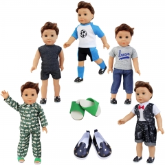 ZITA ELEMENT 5 Sets Boy Doll Clothes with 2 Shoes for American 18 Inch Boy Doll Accessories
