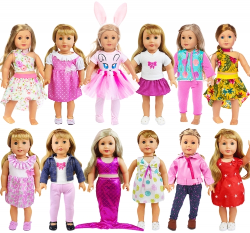 ZITA ELEMENT 26 Pcs American 18 Inch Girl Doll Clothes Dress and Accessories