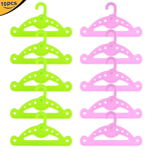 ZITA ELEMENT Clothes Hangers for American 18 Inch Girl Doll Wardrobe Accessories - 10 Pcs (5 Green and 5 Pink)