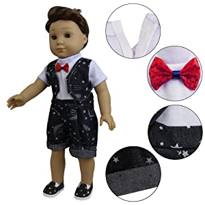 ZITA ELEMENT American 18 Inch Boy Doll Clothes Suit Set and Shoes